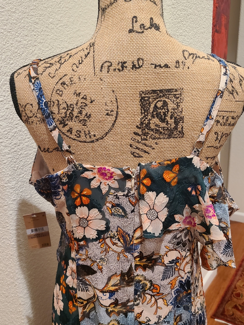 RACHEL Rachel Roy Floral Maxi Dress in Blue, Orange & Cream - Picture 3 of 6